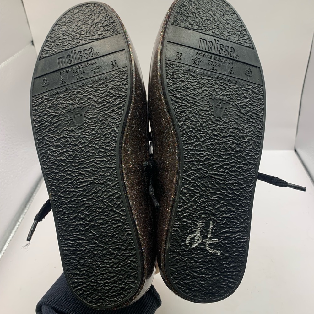Melissa Ulitsa Black Glitter Jelly Sneaker NWOB size 5 100% real plastic - Picture 6 of 6